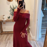 Burgundy Anya Off Knit Dress