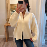 Kanna Cream Mock Neck Zip Up