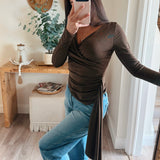 Milky Way Surplice Side Drape Top