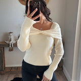 Ivory Front Tied Detail Sweater Top