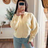 Vanilla Soft Preppy Zipper Cardigan