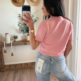 Soft Pink Leia Short Sleeve Knit Top