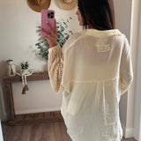 Natural Knitted Sleeve Button Down