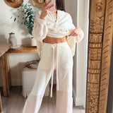 Thermal Cut & Sew Wide Leg Pants