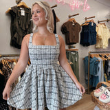 Boucle Tweed Flared Mini Dress
