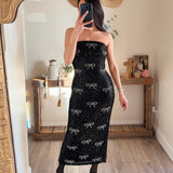 Sequin Bow Tube Midi Dress