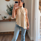 Emily Lace Trim Halter Top