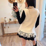 Cream Ashton Fringe Sleeveless Sweater Top