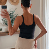 Black Seamless Ribbed Tank with Inner Padded Lining