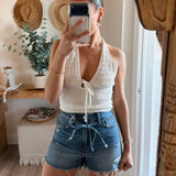 Vervet Super High Rise Super High Rise Drawstring Mom Shorts