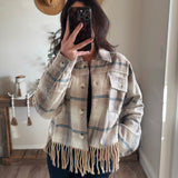 Almond/Ivory Fringe Plaid Jacket