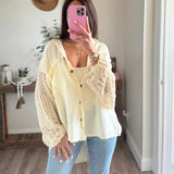 Natural Knitted Sleeve Button Down