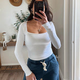Square Neck Basic Long Sleeve