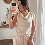 Bateau Neck Knotted Shoulder Top
