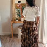 Brown Sugar Plaid Tiered Skirt