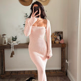 Mauve Sweater Bolero & Midi Tube Top Dress Set