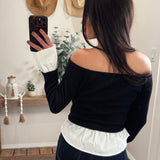 Black Penelope Preppy Twofer Top