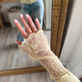 Butter Yellow Lace-Cuff Fitted Top