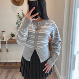 Gray Bella Striped Cardigan