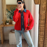 Cherry Pop Denim Trim Cardigan