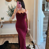 Burgundy Flower Detail Maxi