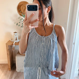 Denim Stripe Cotton Double Gauze Cami
