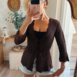ASHLYN Crochet Scalloped V-Neckline Cardigan