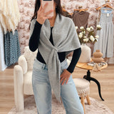Triangle Poncho Scarf w. Loop - Gray/Camel