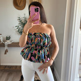 Bubble Hem Multi-Color Bandeau Top