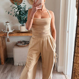 Yellow Sweatpants with Adjustable Shirring on the Side