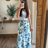Blue/Cream Frankie Floral Skirt