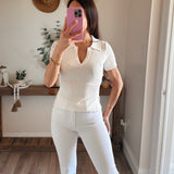 Collared Short Sleeve Top