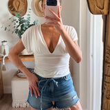 Valley Girl V Neck Shirt - White