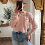 Baby Pink Lace Detail Delilah Cardigan