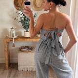 Nadia Navy Striped Tube Top