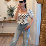 Mattie Polka Dot Puff-Sleeve Top
