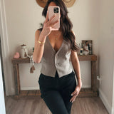 PLAID CROPPED VEST