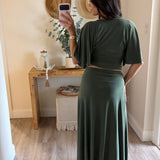 Plunging Bell Short Sleeve Fitted Top