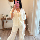 Promesa Pointelle Crochet-Knit Tie-Sides Joggers Cargos