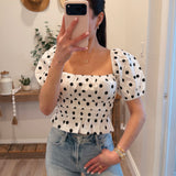 Mattie Polka Dot Puff-Sleeve Top