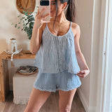 Denim Stripe Cotton Double Gauze Cami