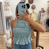 Blue Polka Dot Halter Top