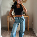 Vervet High Rise Medium Wash Barrel Jeans