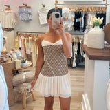 Plaid Ruched Mini Dress