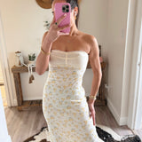Stretch Lace Maxi with Yellow Floral Detail