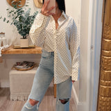 Polka Dot Oversized Button Down Shirt