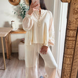 Thermal Cut & Sew Wide Leg Pants