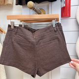 Brown Linen Shorts