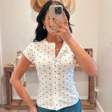 Sadie Polka Dot Button-Front Top