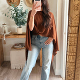 BROWN CHIFFON SHEER PONCHO AND CAMI SET